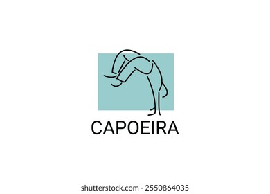 Capoeira luta dança esporte vetor linha ícone. Posição de combate à capoeira. pictograma esportivo, ilustração vetorial.