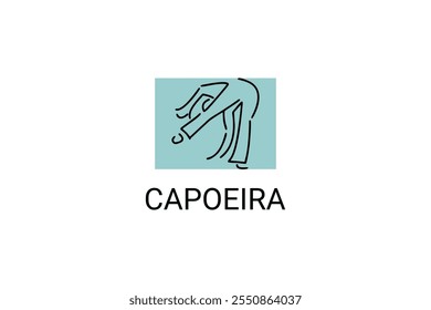 Capoeira fighting dance sport vector line icon. Capoeira fighting stance. sport pictogram, vector illustration.