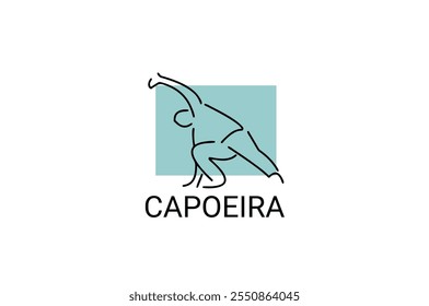 Capoeira luta dança esporte vetor linha ícone. Posição de combate à capoeira. pictograma esportivo, ilustração vetorial.