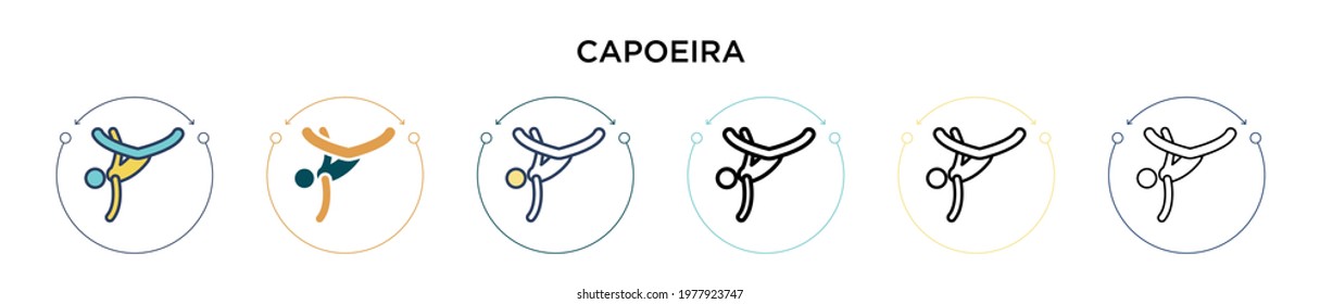 Capoeira icon in filled, thin line, outline and stroke style. Vector illustration of two colored and black capoeira vector icons designs can be used for mobile, ui, web