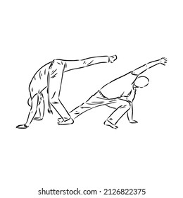 Icono de la Capoeira Ilustración de Silhouette. Dibujo Gráfico De Baile Y Deporte Brasileño Vector Símbolo Clip Art. Dibujo De Doodle Signo Negro.