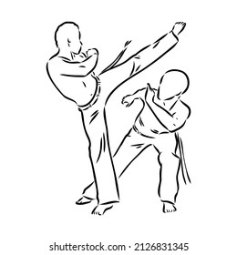 Icono de la Capoeira Ilustración de Silhouette. Dibujo Gráfico De Baile Y Deporte Brasileño Vector Símbolo Clip Art. Dibujo De Doodle Signo Negro.