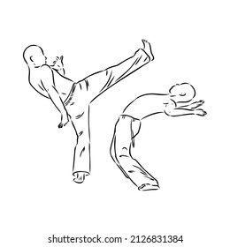 Icono de la Capoeira Ilustración de Silhouette. Dibujo Gráfico De Baile Y Deporte Brasileño Vector Símbolo Clip Art. Dibujo De Doodle Signo Negro.