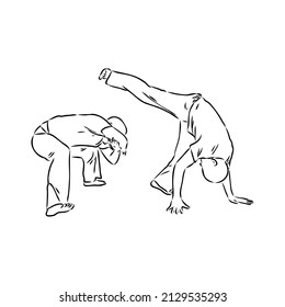 Icono de la Capoeira Ilustración de Silhouette. Dibujo Gráfico De Baile Y Deporte Brasileño Vector Símbolo Clip Art. Dibujo De Doodle Signo Negro.