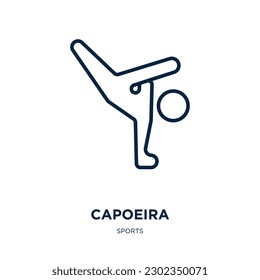 capoeira icon from sports collection. Thin linear capoeira, brazil, brazilian outline icon isolated on white background. Line vector capoeira sign, symbol for web and mobile