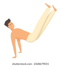 Capoeira jump on hands icon cartoon vector. Training character. Kid culture