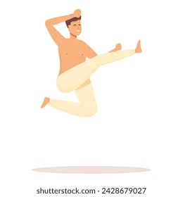 Capoeira kick jump icon cartoon vector. Culture person latin. Martial art