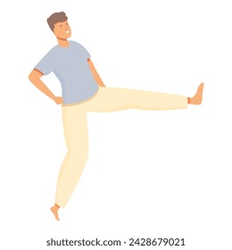 Capoeira morning training icon cartoon vector. Latin culture. Dance martial art
