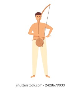 Capoeira music person icon cartoon vector. Training character. Culture person