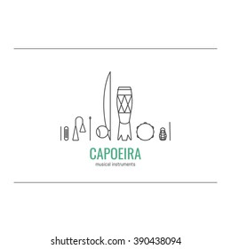 Capoeira musical instruments in line style. Vector icons