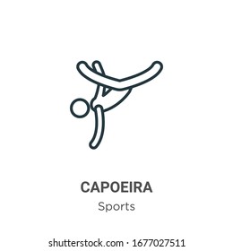 Icono vectorial del contorno de la Capoeira. Icono de capoeira negro de línea delgada, vectorial plano ilustración de elemento simple del concepto deportivo editable trazo aislado en fondo blanco