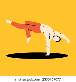 Capoeira player color concept. Martial art isolated on color background. Digital illustration for web page, mobile app, promo.