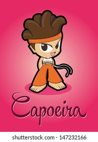 Capoeira Vector girl character - manga style - (Capoeira is a Brazilian martial art)
