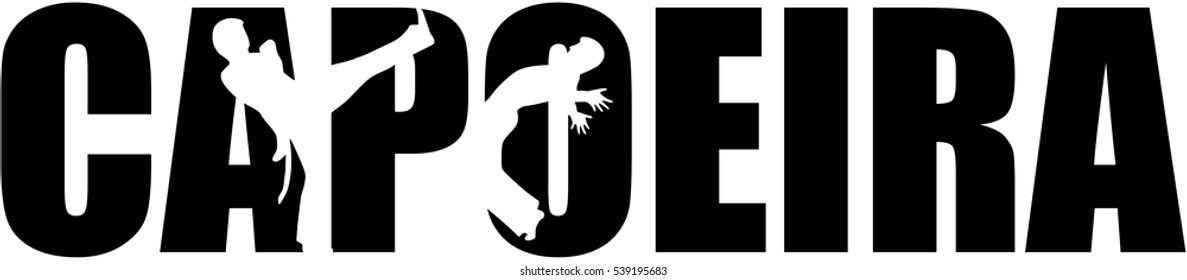 Capoeira word with cutout silhouettes