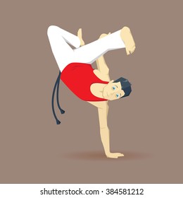 Capoeirista handstand.