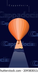 cappadocia balloon vector flat illustration in turkey 
