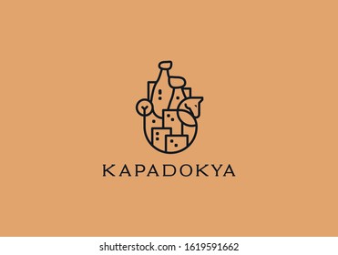 Cappadocia logo design template. Kapadokya city logo template.