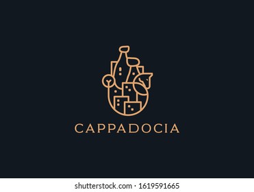 Cappadocia logo design template. Kapadokya city logo template.