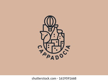 Cappadocia logo design template. Kapadokya city logo template.