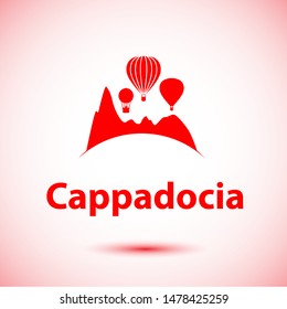 Cappadocia, Turkey detailed silhouette. Trendy vector illustration, flat style. Concept for a web banner. Business icon