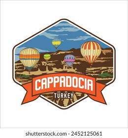 Cappadocia Turkey vintage patch design style vector illustration perfect for t shirt design