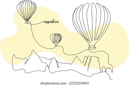 CAPPADOCIA VECTOR WITH LINE ART STYLE