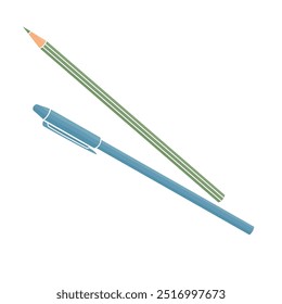 capped pen and pencil color vector illustration