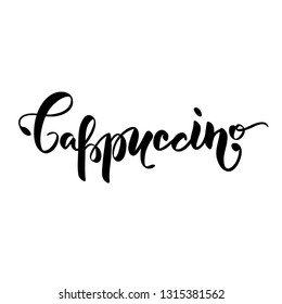 Cappuccino. Black and white lettering for coffee menu