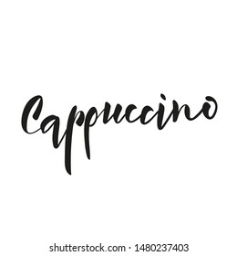 Cappuccino. Black and white lettering for coffee menu