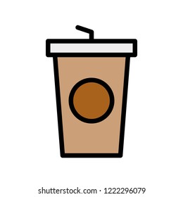cappuccino coffee cup editable stroke icon in flat designing.