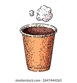 cappuccino coffee cup hand drawn. insulated reusable, porcelain glass, stainless thermal cappuccino coffee cup vector sketch. isolated color illustration
