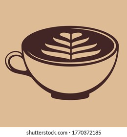 Cappuccino, taza de café aislada. Ilustración del vector