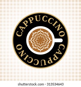 Cappuccino. Coffee. Cup. Vector color logo.