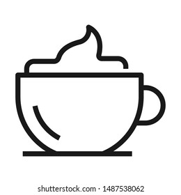 Cappuccino coffee flat vector line  icon