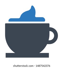 Cappuccino coffee flat vector line  icon