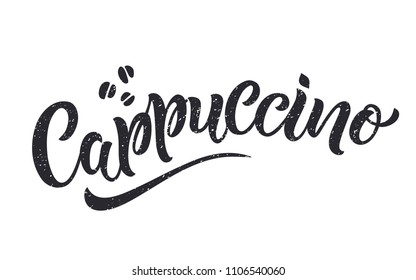 Cappuccino Coffee Handwritten Lettering Espresso Typography Stock ...