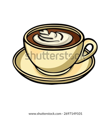 Cappuccino coffee, hot drink vector