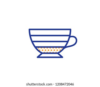 Cappuccino coffee icon. Hot drink sign. Beverage symbol. Colorful outline concept. Blue and orange thin line color icon. Cappuccino Vector