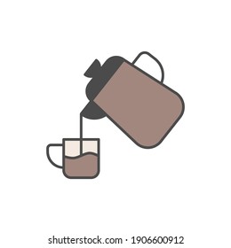 Cappuccino coffee, latte, icon in color icon, isolated on white background 