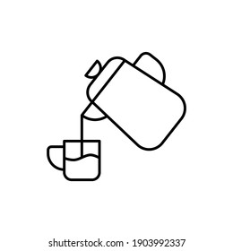 Cappuccino coffee, latte, icon in flat black line style, isolated on white 