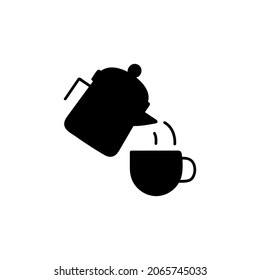 Cappuccino coffee, latte, icon  in solid black flat shape glyph icon, isolated on white background 