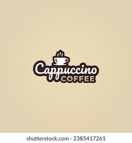 Cappuccino coffee logo or Cappuccino coffee label vector isolated in flat style. Best Cappuccino coffee logo vector for product packaging design element. Cappuccino coffee label vector.