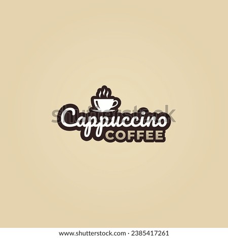 Cappuccino coffee logo or Cappuccino coffee label vector isolated in flat style. Best Cappuccino coffee logo vector for product packaging design element. Cappuccino coffee label vector.