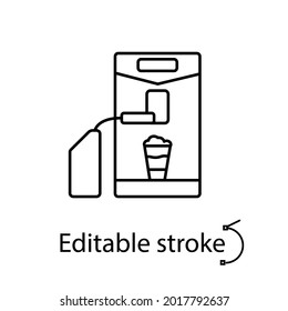 Cappuccino coffee machine outline icon. Customizable linear contour symbol. Editable stroke. Isolated vector stock illustration