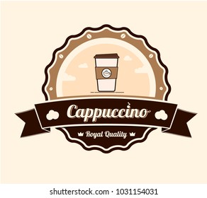 Cappuccino Coffee. Vector icon. Vintage label