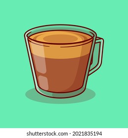 cappuccino coffee vector illustration design in a transparent glass