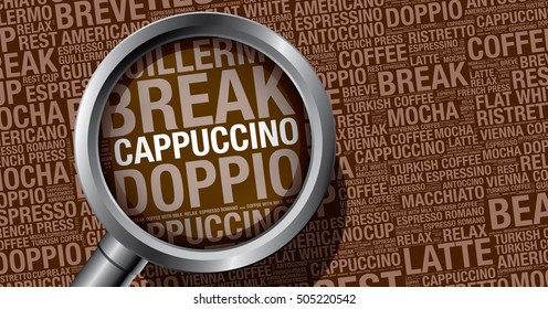 Cappuccino coffee word cloud concept, vector design template