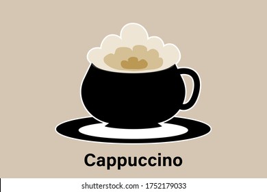 Cappuccino cup of hot coffee, Drinks menu in the restaurant
