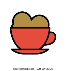 Cappuccino cup icon line isolated on white background. Black flat thin icon on modern outline style. Linear symbol and editable stroke. Simple and pixel perfect stroke vector illustration