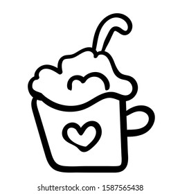 Cappuccino. Doodle illustration. Americano or cappuccino Image for any design, Vector. Coloring page adult and kids.